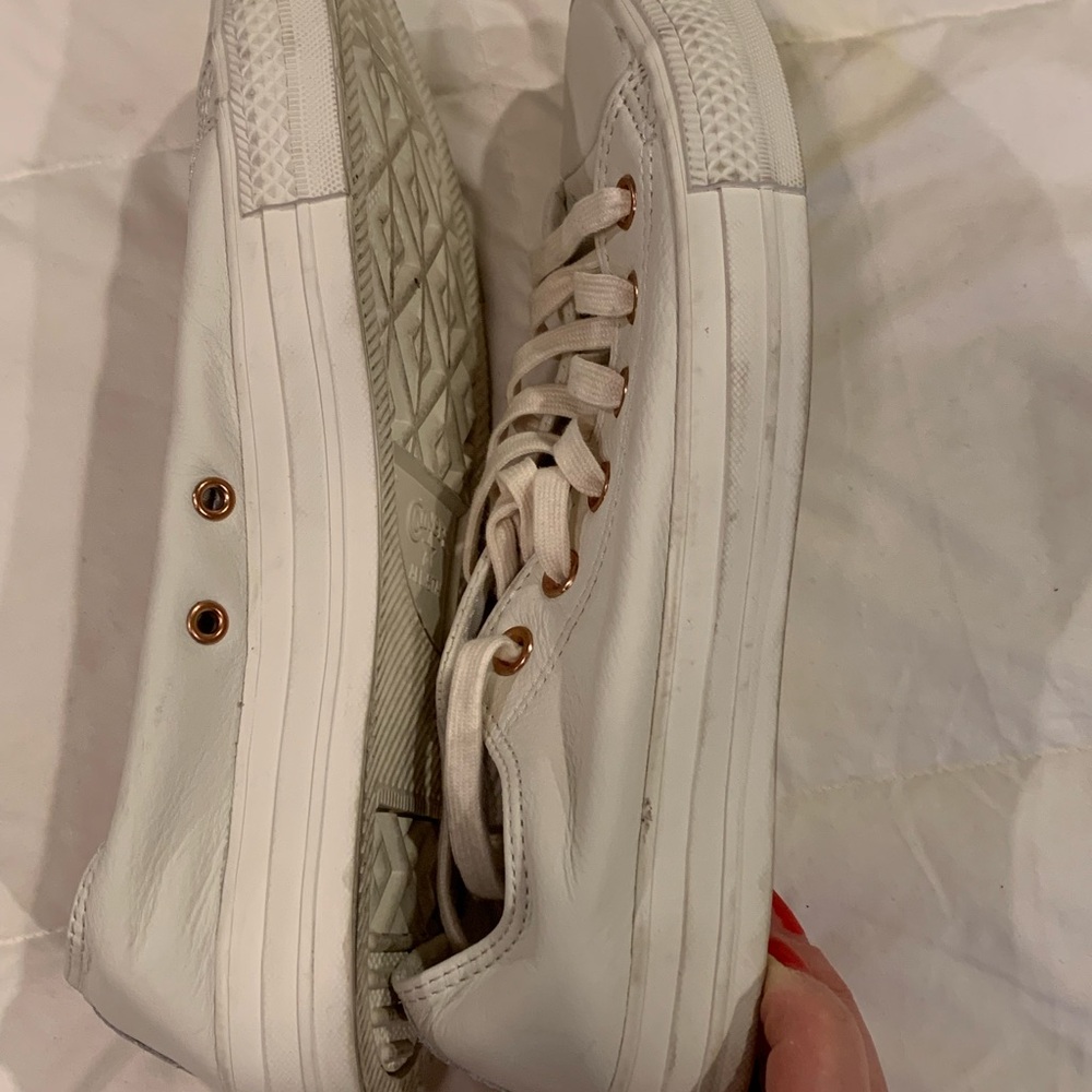 White Leather Converse Shoes Womens Solid White S… - image 7